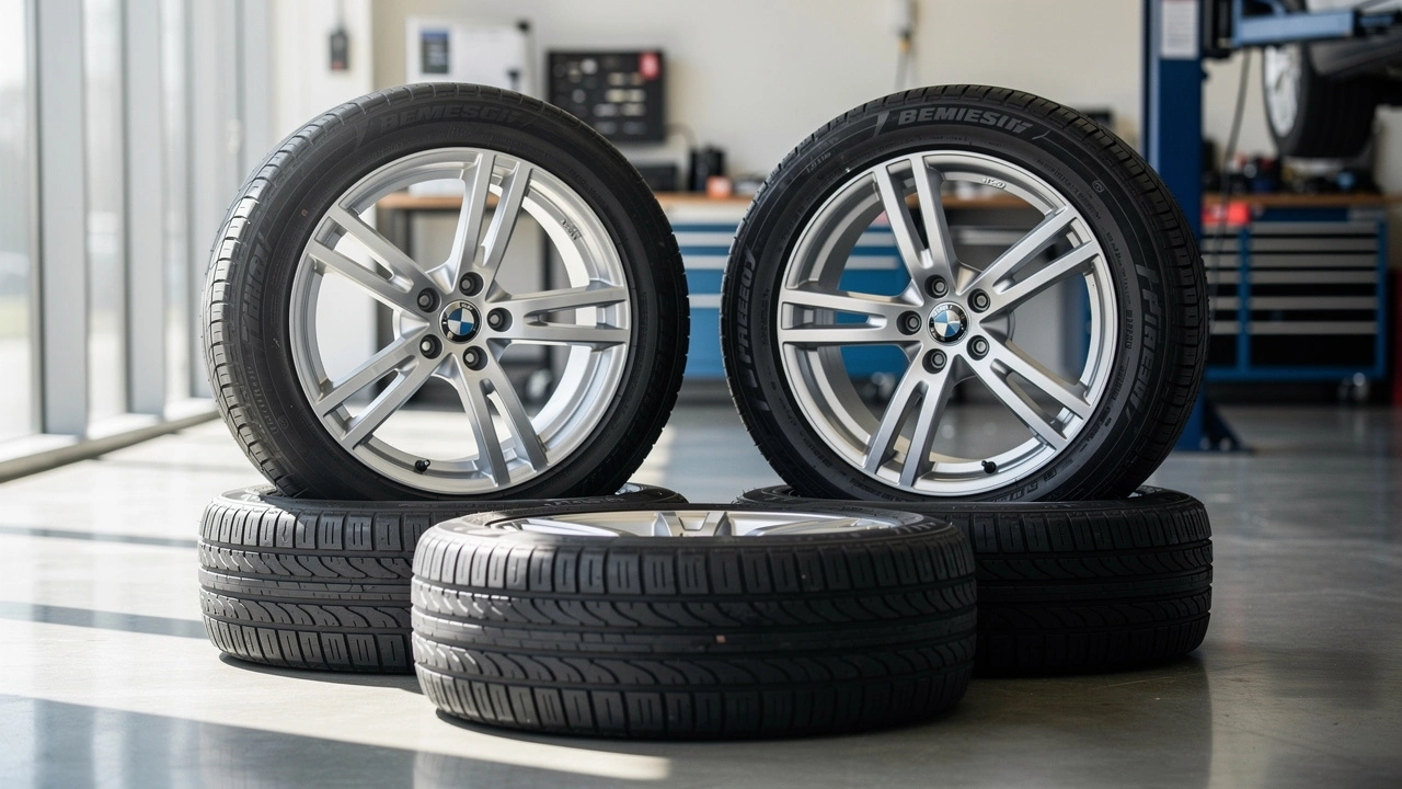 Komplet kół samochodowych z zamontowanymi czujnikami TPMS